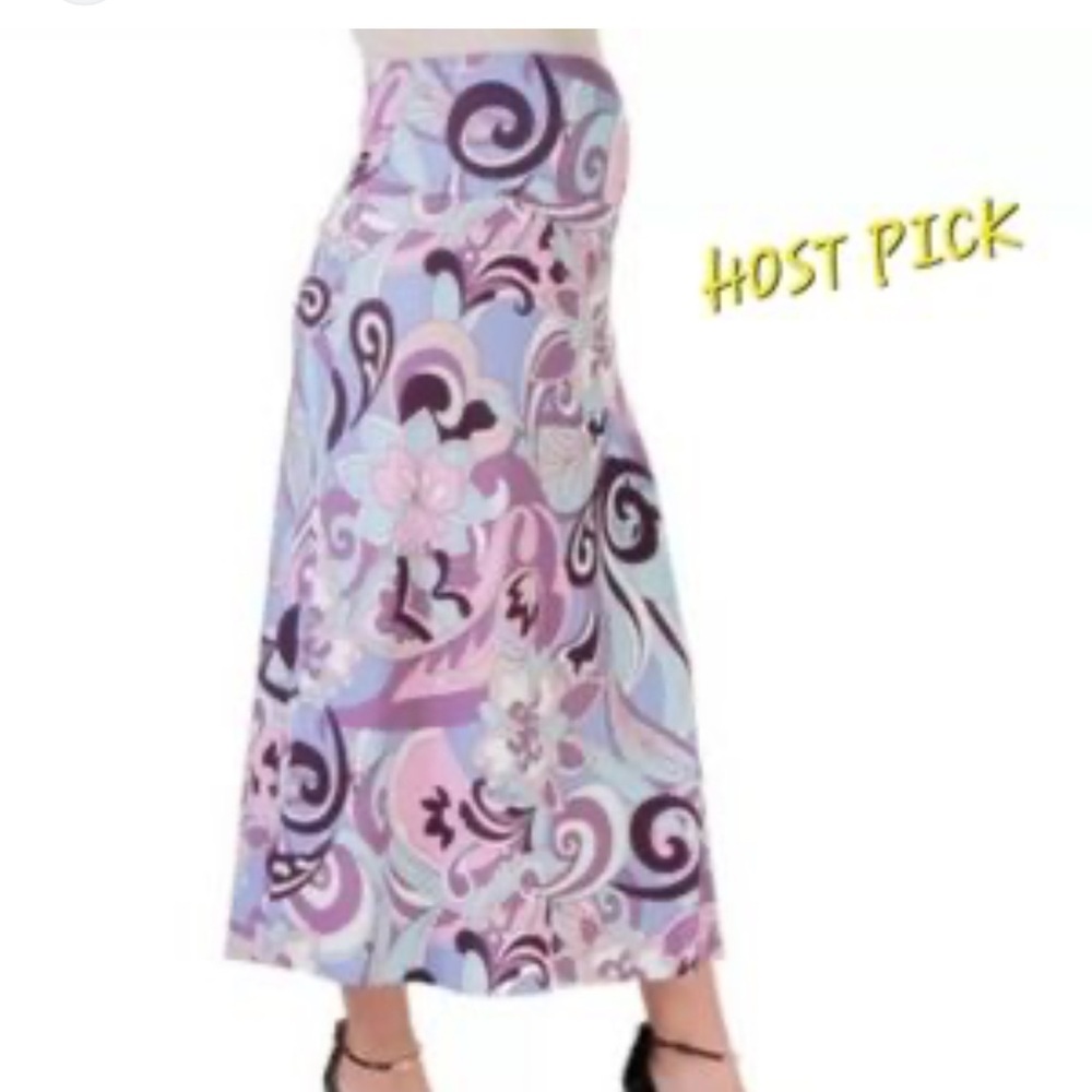 Seven7 Lavender Floral Print Maxi Skirt